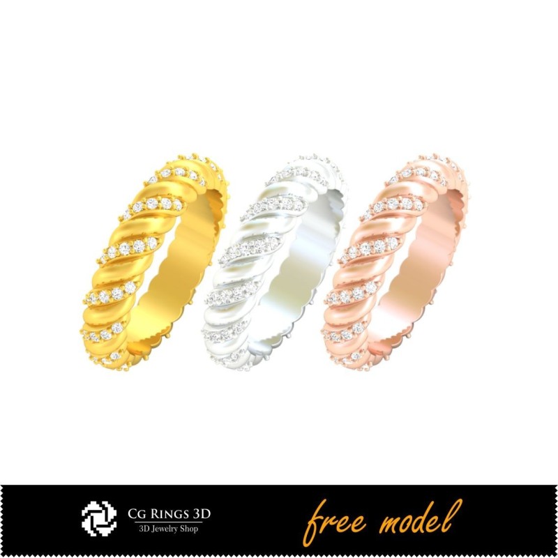 3D 永恒戒指 - 免费 3D 模型 家居，珠宝 3D CAD，免费 3D 珠宝，戒指 3D CAD，婚戒 3D，钻戒 3D