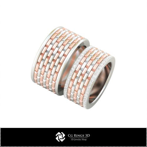 3D-Hochzeitsring mit Diamanten, Schmuck 3D-CAD, Ringe 3D-CAD, Eheringe 3D, Diamantringe 3D