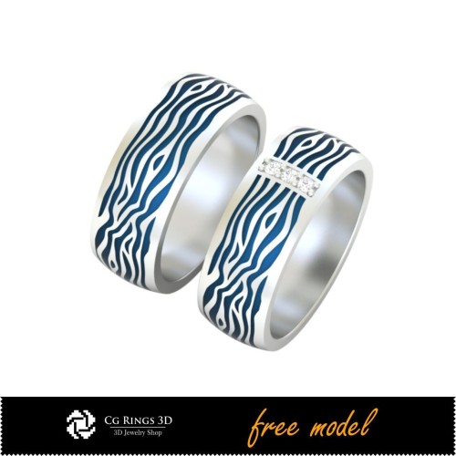 3D-Ehering mit Emaille - Kostenloses 3D-Modell für Zuhause, Schmuck-3D-CAD, kostenlose 3D-Schmuckmodelle, Ring-3D-CAD, Eheringe