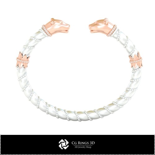Bracciale Art Nouveau 3D per la casa, Gioielleria CAD 3D, Bracciali CAD 3D, Gioielli vintage CAD 3D, Bracciali 3D, Bracciale a