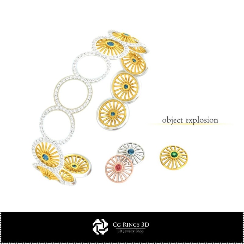 Bracelet 3D avec diamants Accueil, Bijoux 3D CAO, Bracelets 3D CAO, Bracelets en diamant 3D, Bracelets 3D, Bracelet manchette 3D