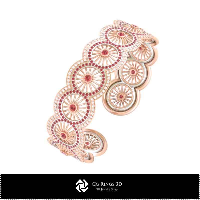 Pulsera 3D con Diamantes Hogar, Joyería CAD 3D, Pulseras CAD 3D, Pulseras de Diamantes 3D, Pulsera Brazalete 3D