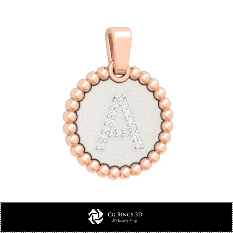 3D Pendant With Letter A Home, Jewelry 3D CAD, Pendants 3D CAD , 3D Letter Pendants, 3D Ball Pendants