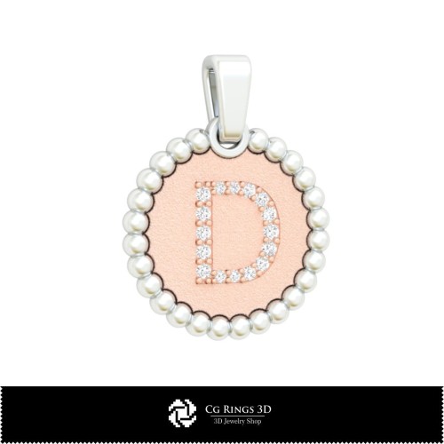 3D-Anhänger mit Buchstabe D für Zuhause, Schmuck-3D-CAD, Anhänger-3D-CAD, 3D-Buchstabenanhänger, 3D-Kugelanhänger