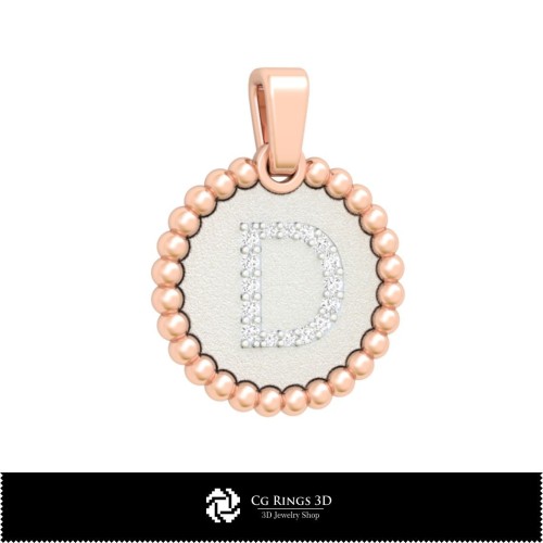 3D Pendant With Letter D Home, Jewelry 3D CAD, Pendants 3D CAD , 3D Letter Pendants, 3D Ball Pendants