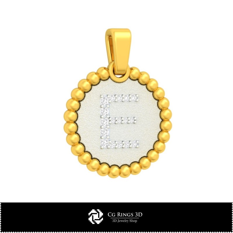 3D-Anhänger mit Buchstabe E Home, Schmuck 3D-CAD, Anhänger 3D-CAD, 3D-Buchstabenanhänger, 3D-Kugelanhänger