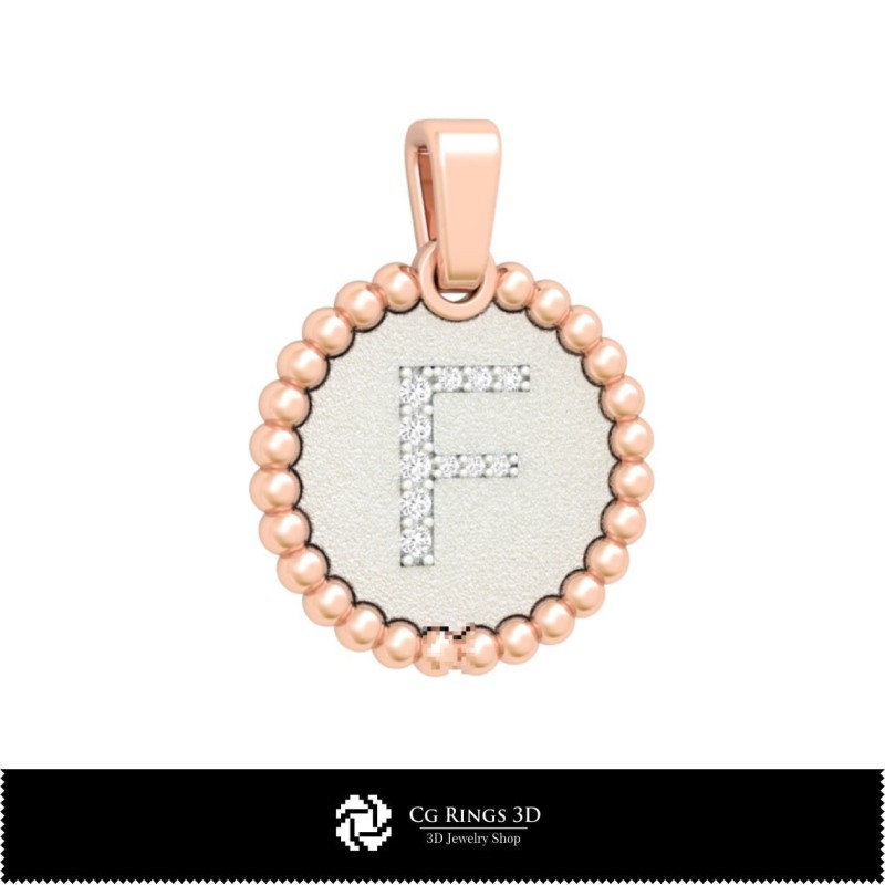 Pendentif 3D avec lettre F pour la maison, bijoux 3D CAO, pendentifs 3D CAO, pendentifs lettre 3D, pendentifs boule 3D