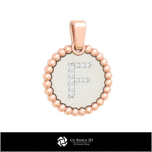 Pendentif 3D avec lettre F pour la maison, bijoux 3D CAO, pendentifs 3D CAO, pendentifs lettre 3D, pendentifs boule 3D