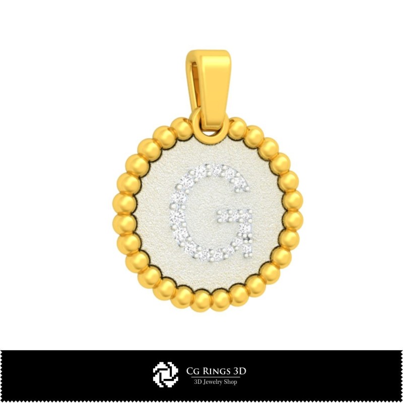 3D-Anhänger mit Buchstabe G für Zuhause, Schmuck 3D-CAD, Anhänger 3D-CAD, 3D-Buchstabenanhänger, 3D-Kugelanhänger