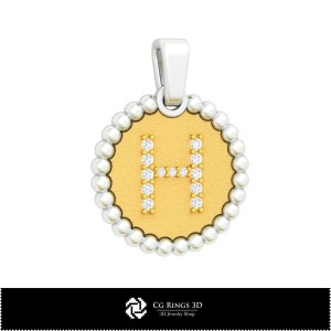 3D Pendant With Letter H Home, Jewelry 3D CAD, Pendants 3D CAD , 3D Letter Pendants, 3D Ball Pendants 2