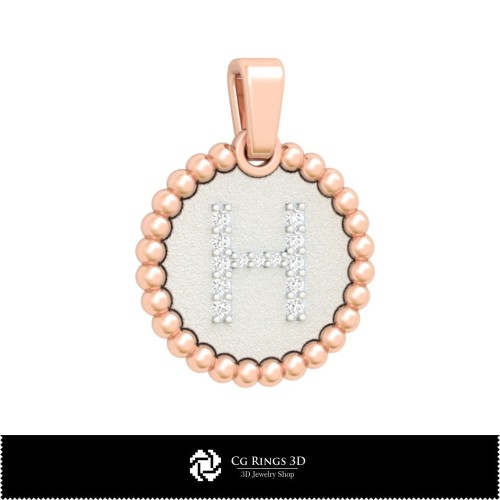 Colgante 3D con letra H Home, Joyería CAD 3D, Colgantes CAD 3D, Colgantes de letras 3D, Colgantes de bola 3D