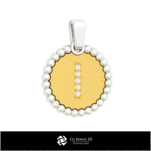3D-Anhänger mit Buchstabe I Zuhause, Schmuck 3D-CAD, Anhänger 3D-CAD, 3D-Buchstabenanhänger, 3D-Kugelanhänger