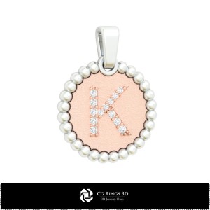 Pendentif 3D avec lettre K Maison, Bijoux 3D CAO, Pendentifs 3D CAO, Pendentifs lettre 3D, Pendentifs boule 3D 2