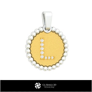 3D Pendant With Letter L Home, Jewelry 3D CAD, Pendants 3D CAD , 3D Letter Pendants, 3D Ball Pendants 2