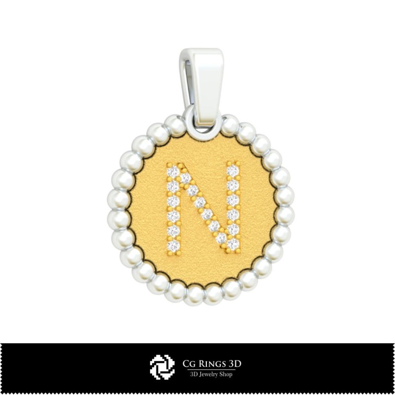 3D-Anhänger mit Buchstabe N Home, Schmuck 3D-CAD, Anhänger 3D-CAD, 3D-Buchstabenanhänger, 3D-Kugelanhänger