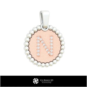 Pendentif 3D avec lettre N pour la maison, Bijoux CAO 3D, Pendentifs CAO 3D, Pendentifs lettre 3D, Pendentifs boule 3D 2