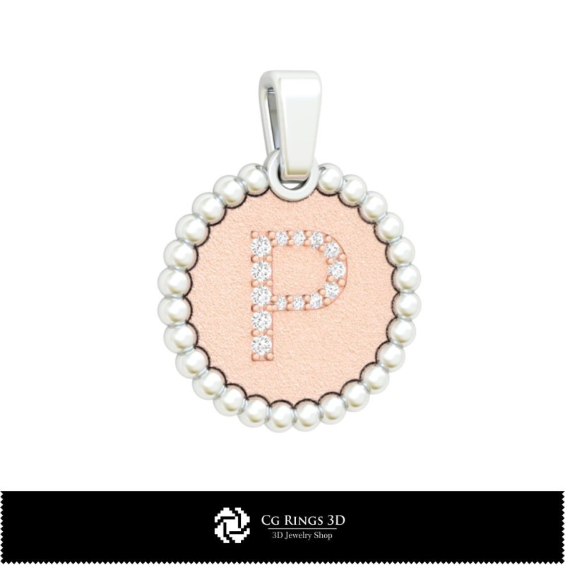 Colgante 3D con Letra P para el Hogar, Joyería CAD 3D, Colgantes CAD 3D, Colgantes con Letras 3D, Colgantes Esféricos 3D