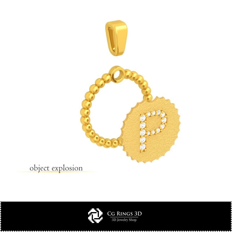 Pendentif 3D avec lettre P Maison, Bijoux 3D CAO, Pendentifs 3D CAO, Pendentifs lettre 3D, Pendentifs boule 3D
