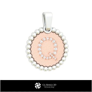 带字母Q的3D吊坠 家居、珠宝3D CAD、吊坠3D CAD、3D字母吊坠、3D球形吊坠 2