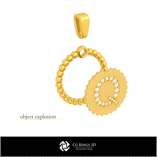 3D-Anhänger mit Buchstabe Q Home, Schmuck 3D-CAD, Anhänger 3D-CAD, 3D-Buchstabenanhänger, 3D-Kugelanhänger