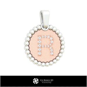 3D Pendant With Letter R Home, Jewelry 3D CAD, Pendants 3D CAD , 3D Letter Pendants, 3D Ball Pendants 2