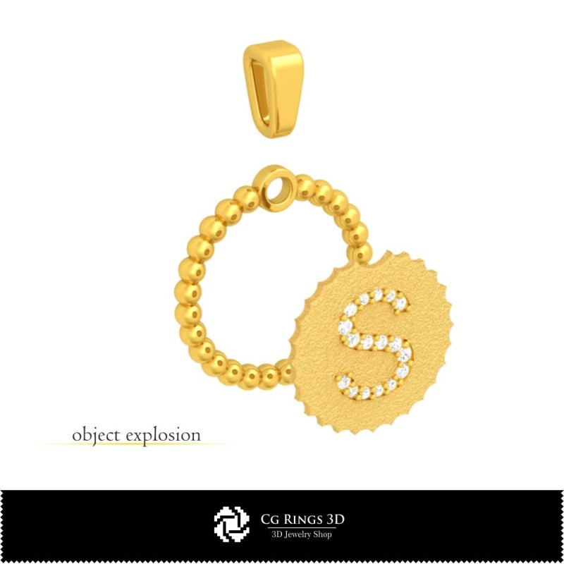 3D-Anhänger mit Buchstabe S Home, Schmuck 3D-CAD, Anhänger 3D-CAD, 3D-Buchstabenanhänger, 3D-Kugelanhänger