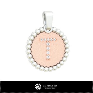 Pendentif 3D avec Lettre T Maison, Bijoux 3D CAO, Pendentifs 3D CAO, Pendentifs Lettre 3D, Pendentifs Boule 3D 2