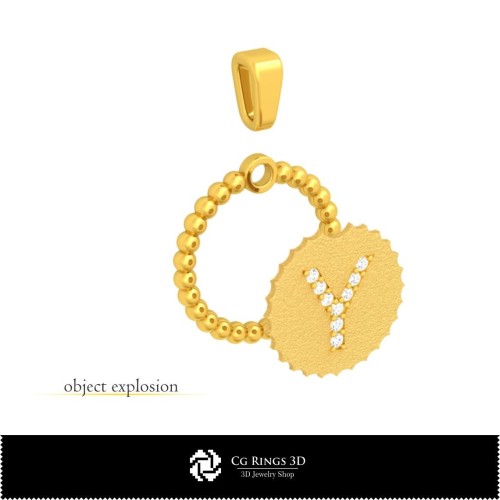 3D-Anhänger mit Buchstabe Y für zu Hause, Schmuck 3D-CAD, Anhänger 3D-CAD, 3D-Buchstabenanhänger, 3D-Kugelanhänger