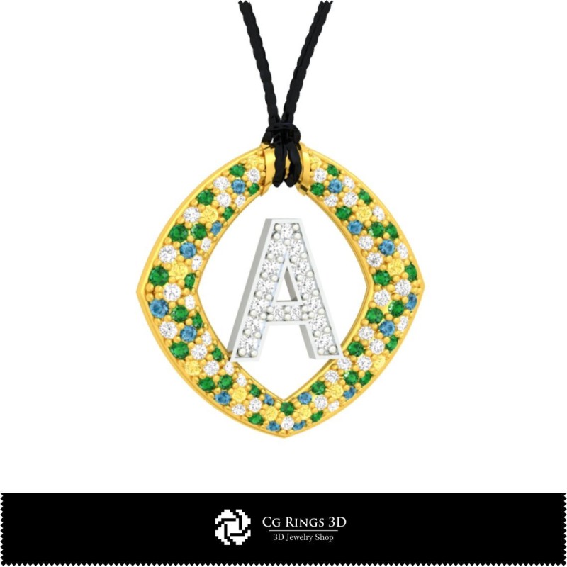 Pendentif 3D Lettre A pour la maison, Bijoux 3D CAO, Pendentifs 3D CAO, Pendentifs lettre 3D
