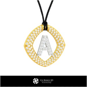 Pendentif 3D Lettre A pour la maison, Bijoux 3D CAO, Pendentifs 3D CAO, Pendentifs lettre 3D 2