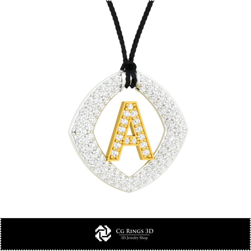 Pendentif 3D Lettre A pour la maison, Bijoux 3D CAO, Pendentifs 3D CAO, Pendentifs lettre 3D