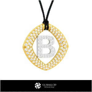 3D Pendant With Letter B Home, Jewelry 3D CAD, Pendants 3D CAD , 3D Letter Pendants 2