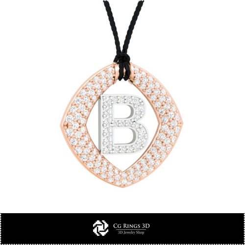3D-Anhänger mit Buchstabe B Home, Schmuck 3D-CAD, Anhänger 3D-CAD, 3D-Buchstaben-Anhänger
