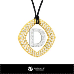 3D CAD Pendant With Letter D Home, Jewelry 3D CAD, Pendants 3D CAD , 3D Letter Pendants 2