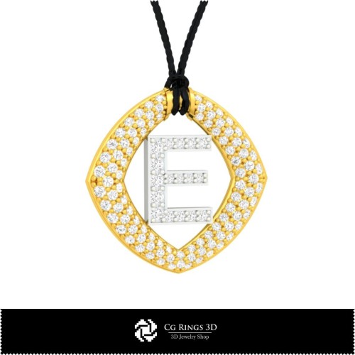 3D-CAD-Anhänger mit Buchstabe E Home, Schmuck 3D-CAD, Anhänger 3D-CAD, 3D-Buchstaben-Anhänger