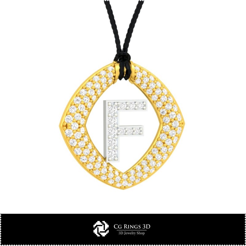 Pendentif 3D CAO avec lettre F Maison, Bijoux 3D CAO, Pendentifs 3D CAO, Pendentifs lettre 3D