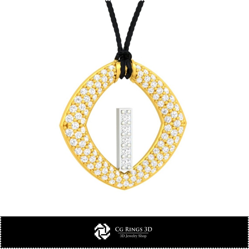 3D CAD Pendant With Letter I Home, Jewelry 3D CAD, Pendants 3D CAD , 3D Letter Pendants