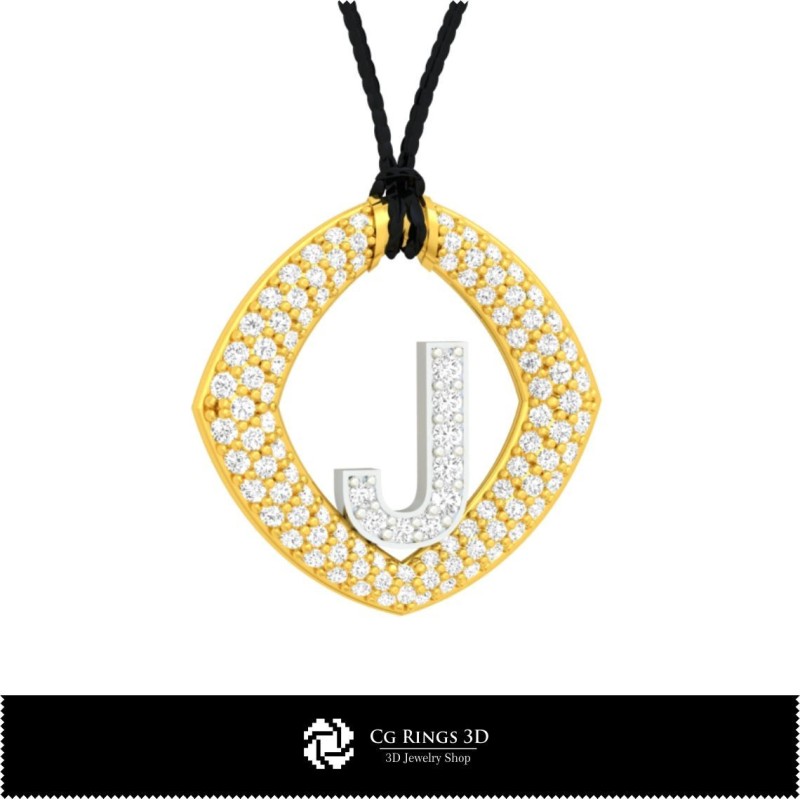 Colgante CAD 3D con letra J Hogar, Joyería CAD 3D, Colgantes CAD 3D, Colgantes de letra 3D