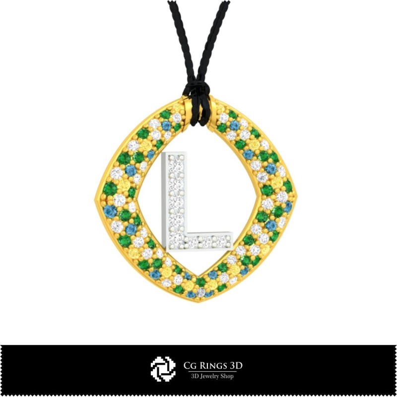 3D CAD Pendant With Letter L Home, Jewelry 3D CAD, Pendants 3D CAD , 3D Letter Pendants