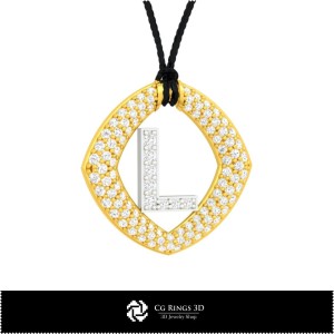 Pendentif 3D CAO avec Lettre L Maison, Bijoux 3D CAO, Pendentifs 3D CAO, Pendentifs Lettre 3D 2