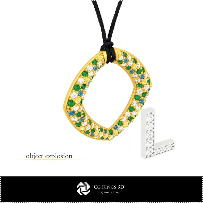 3D-CAD-Anhänger mit Buchstabe L Home, Schmuck 3D-CAD, Anhänger 3D-CAD, 3D-Buchstaben-Anhänger