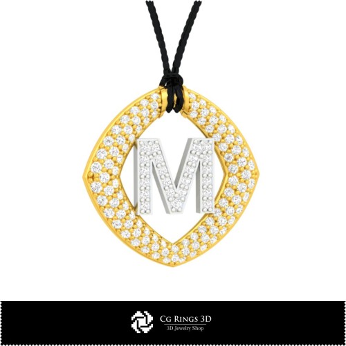 Pendentif 3D CAO avec lettre M Maison, Bijoux 3D CAO, Pendentifs 3D CAO, Pendentifs lettre 3D