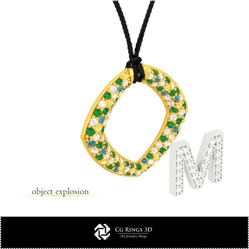 Pendentif 3D CAO avec lettre M Maison, Bijoux 3D CAO, Pendentifs 3D CAO, Pendentifs lettre 3D