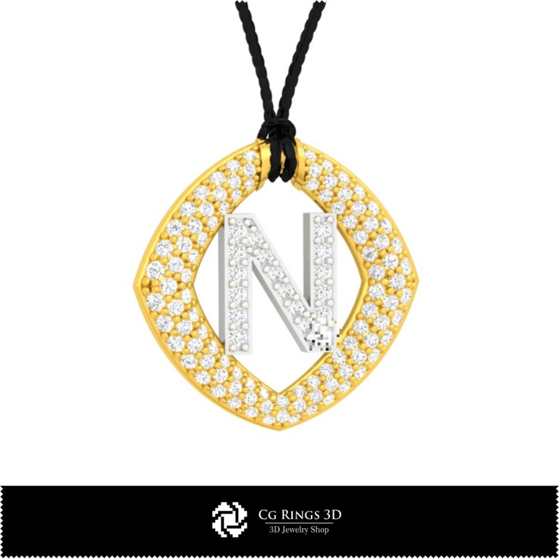 Pendentif 3D DAO avec lettre N Maison, Bijoux 3D DAO, Pendentifs 3D DAO, Pendentifs lettre 3D