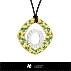 字母O家居3D CAD吊坠，珠宝3D CAD，吊坠3D CAD，3D字母吊坠