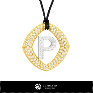 3D-CAD-Anhänger mit Buchstabe P für Zuhause, Schmuck 3D-CAD, Anhänger 3D-CAD, 3D-Buchstabenanhänger 2