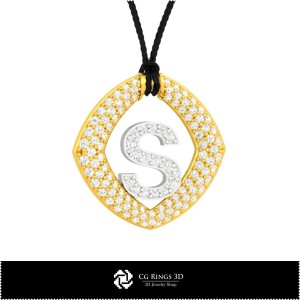 Pendentif 3D CAO avec lettre S Maison, Bijoux 3D CAO, Pendentifs 3D CAO, Pendentifs lettre 3D 2