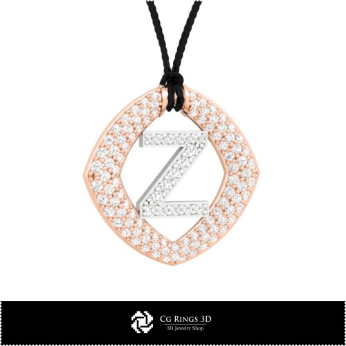 3D-CAD-Anhänger mit Buchstabe Z Home, Schmuck 3D-CAD, Anhänger 3D-CAD, 3D-Buchstabenanhänger