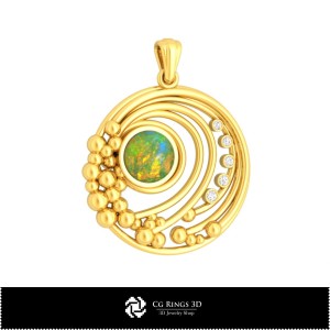 Pendentif 3D avec opale, Bijoux 3D CAO, Pendentifs 3D CAO, Pendentifs diamant 3D, Pendentifs boule 3D, Pendentifs opale 3D