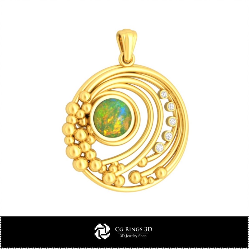 3D-Anhänger mit Opal, Schmuck-3D-CAD, Anhänger-3D-CAD, 3D-Diamantanhänger, 3D-Kugelanhänger, 3D-Opalanhänger